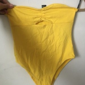 Yellow strapless bodysuit
